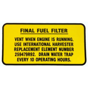 8000220 Decal, Fuel Filter