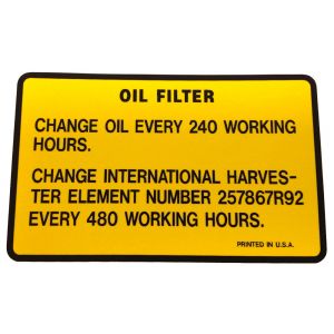 8000223 Decal, Oil Filter