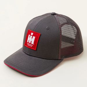 BC180 Trucker Hat, White IH Logo on Red Woven Patch