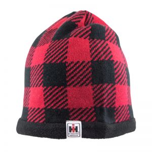 BC187 Knit Beanie, IH Red Black Buffalo Plaid