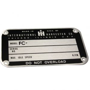 IHS289BFC Later Style Serial Number Tag, C 1950 up