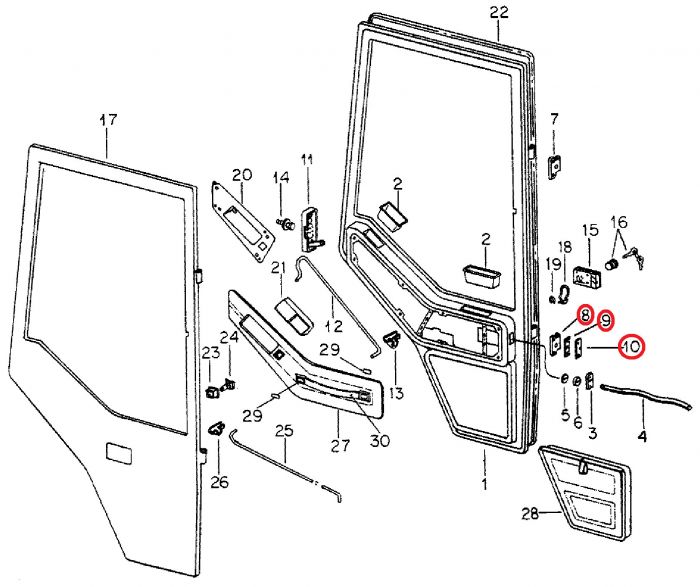 111341C2U Hinge, Cab Door Lower